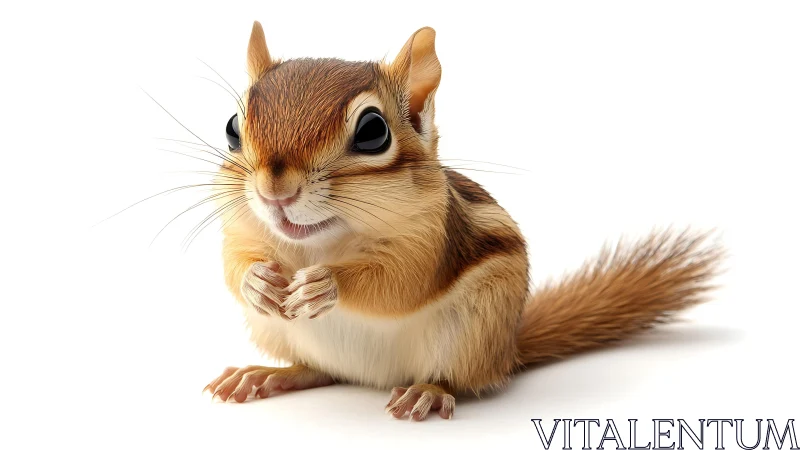 Expressive chipmunk character on clean white backdrop.