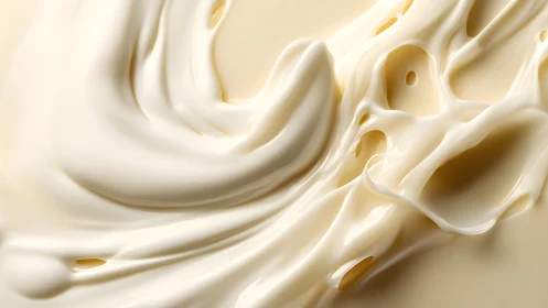 Creamy liquid splash in abstract close-up, smooth texture art style.