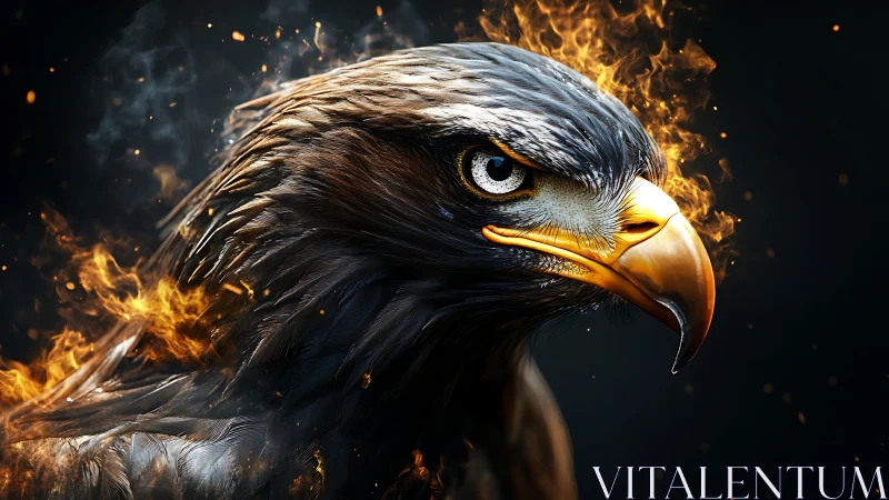 Majestic Eagle Portrait in Fiery Digital Art Style.
