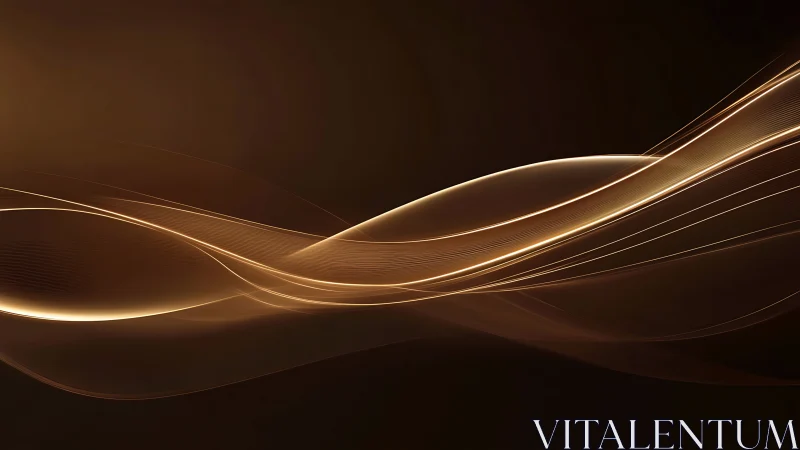 Curved golden light trails on dark brown gradient background.
