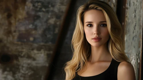 Steel corridor muse with sunlight in her steady gaze.