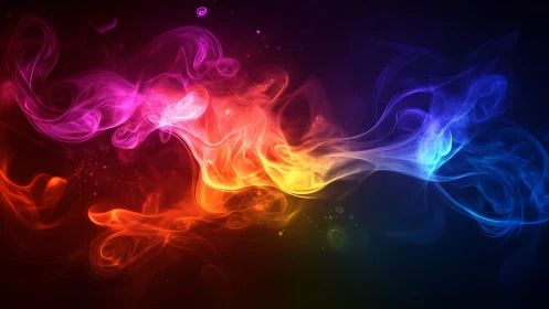 Colorful smoke waves blend into a glowing cosmic ribbon.