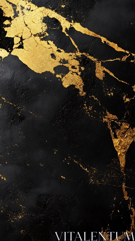 Black textured surface with abstract gold crackle veins.