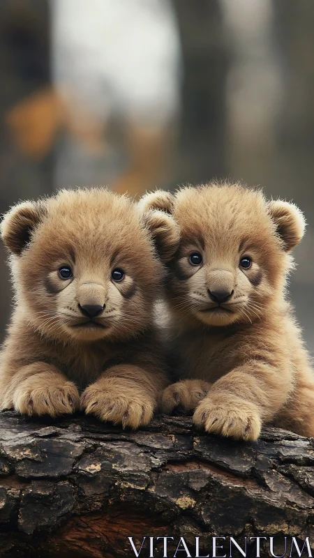 Two Adorable Lion Cubs Share a Precious Moment Together