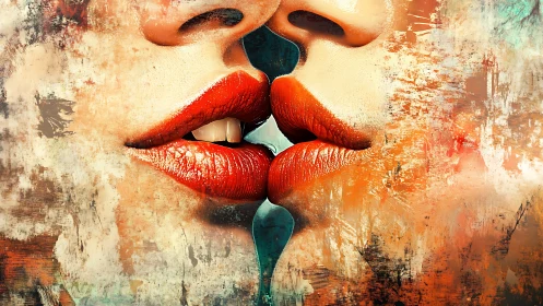 Warmly brushed kiss blending passion, texture, and color.