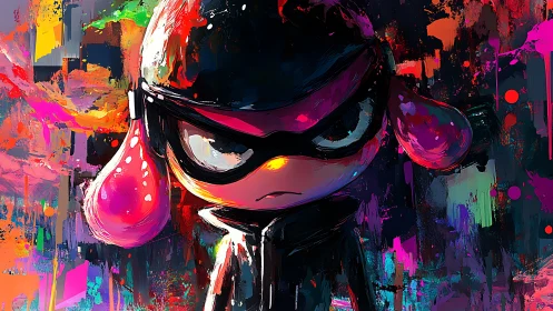 Bold ink hero glowing against a wild neon paint storm.