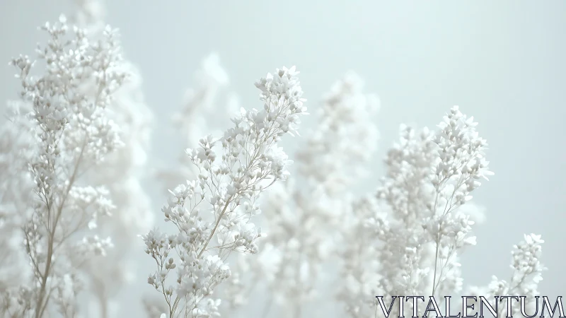 Delicate white flowers exhibit shallow depth of field in luminous botanical composition.