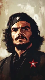 Militant portrait with star insignia rendered in dramatic chiaroscuro