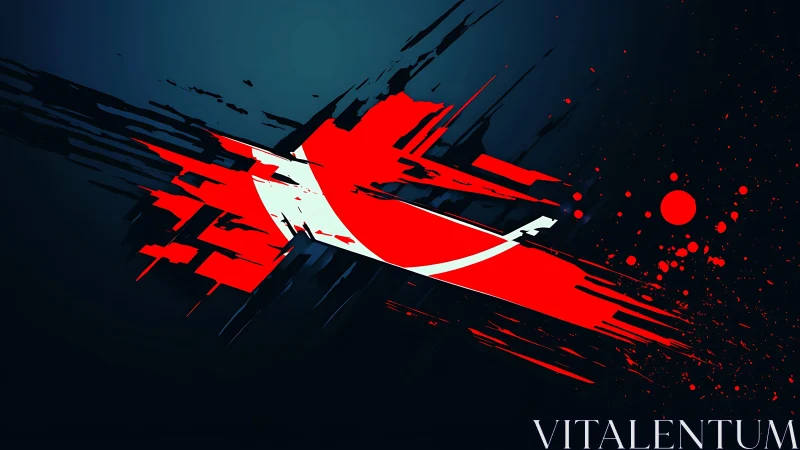 Dynamic Abstract Red and Black Digital Art with Splatter Effect.