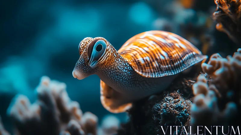 Marine mollusk is rendered in detailed underwater close-up