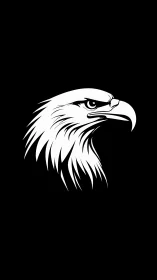 Minimalist white eagle head profile on black field.