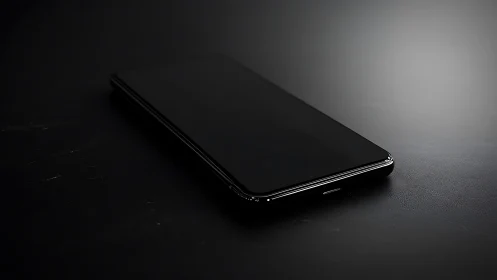 Sleek Black Smartphone on Dark Surface. Minimalist Tech.