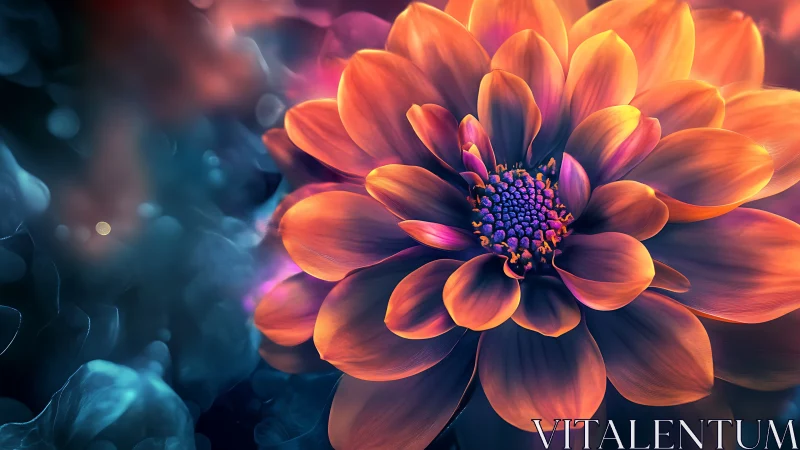 Luminous Dahlia Bursts Through Twilight's Velvet Veil.