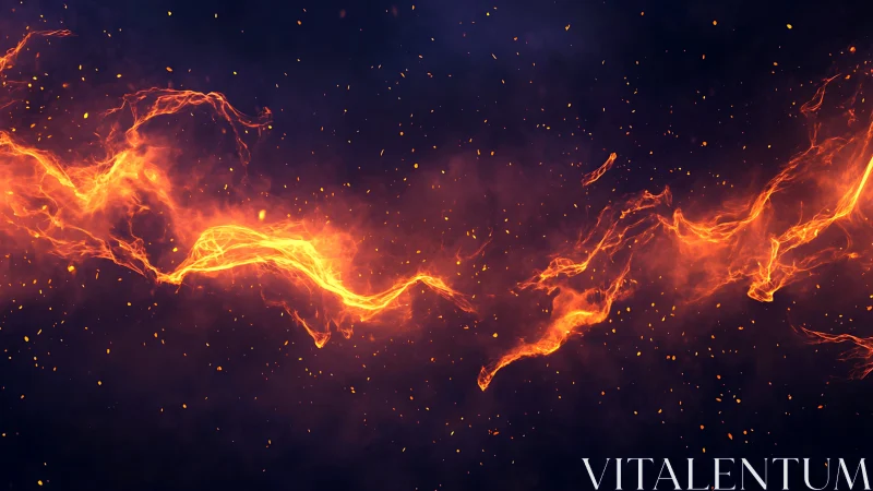 Digital render of plasma energy waves flowing across dark space.