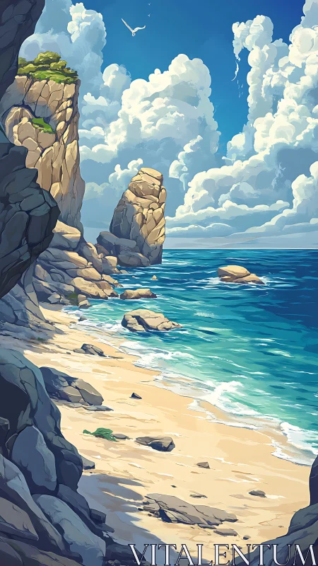 Coastal Cliff Landscape with Turquoise Waters and Rock Formations