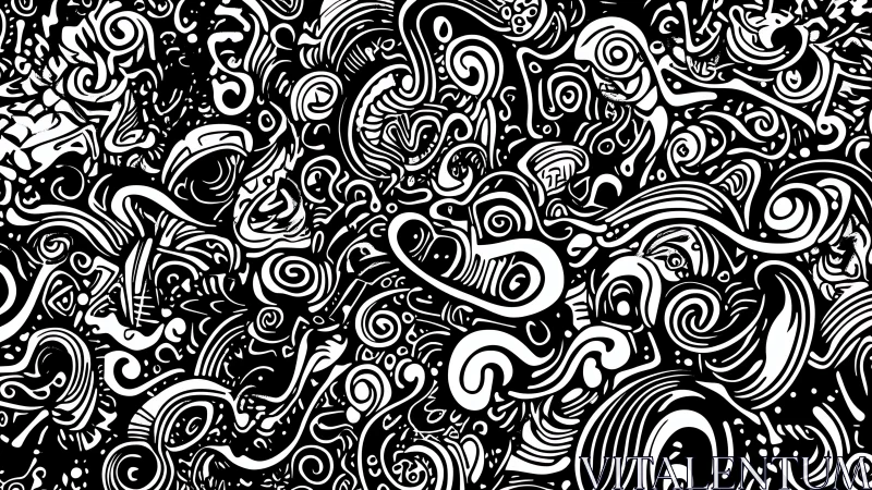 High-contrast abstract swirl field in black and white vector form.