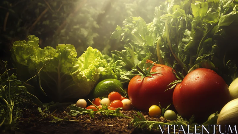 Sunlit garden chorus lets ripe vegetables glow like jewels