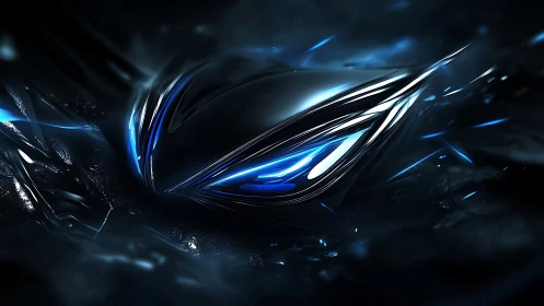 Cybernetic ocular core with luminescent blue plasma arcs.