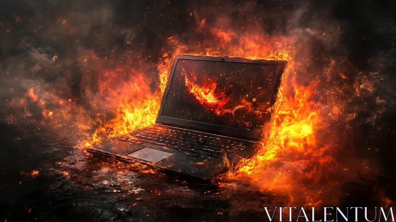 Laptop meltdown ignites a blazing vortex of digital fury.