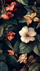 Garden Blooms Dancing Across Midnight Shadows. Nature's Peaceful Canvas Comes Alive.