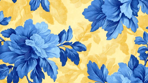 Sunlit Blue Blooms Dance Across Cheerful Yellow.