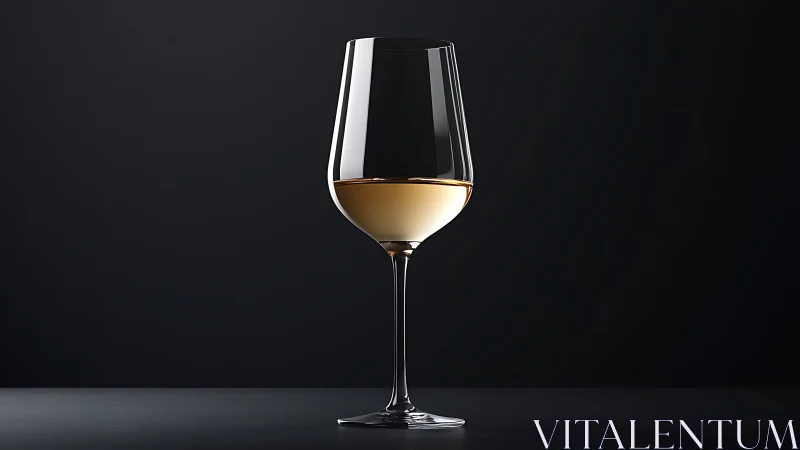 White wine glass on dark gradient background, centered view.