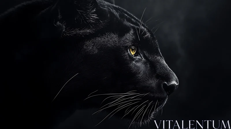 Golden-Eyed Panther Emerges From Shadow