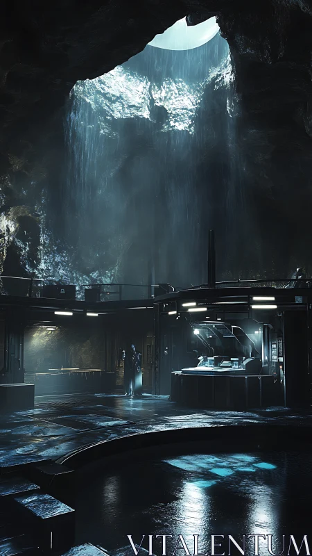 Secret cavern lab glows with cool light and quiet mystery.