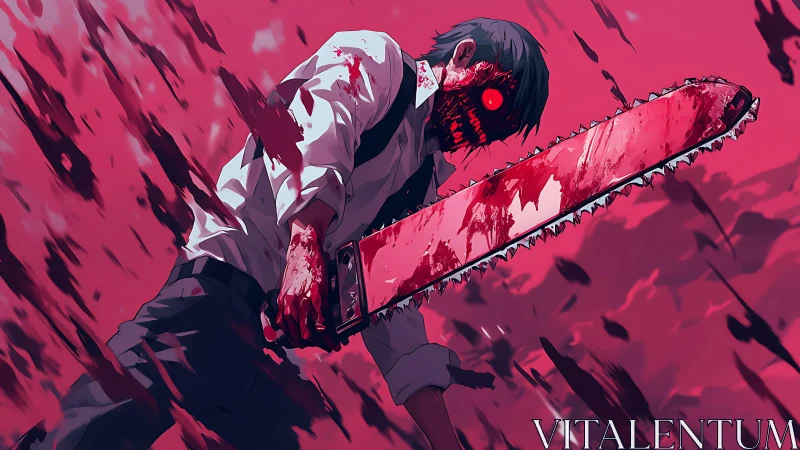 Anime action horror illustration with dynamic gore framing.