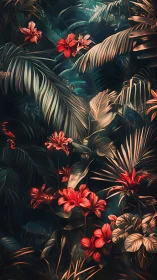 Chromatically intensified rainforest flora under cinematic light.