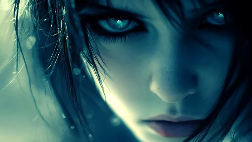 Starlit-eyed girl confronts the abyss with frozen calm.