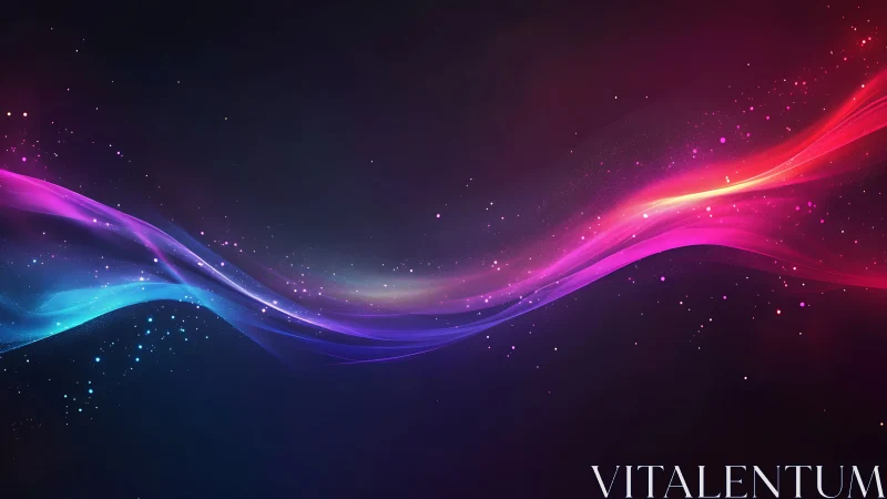 Luminous neon wave ribbons across deep cosmic void.