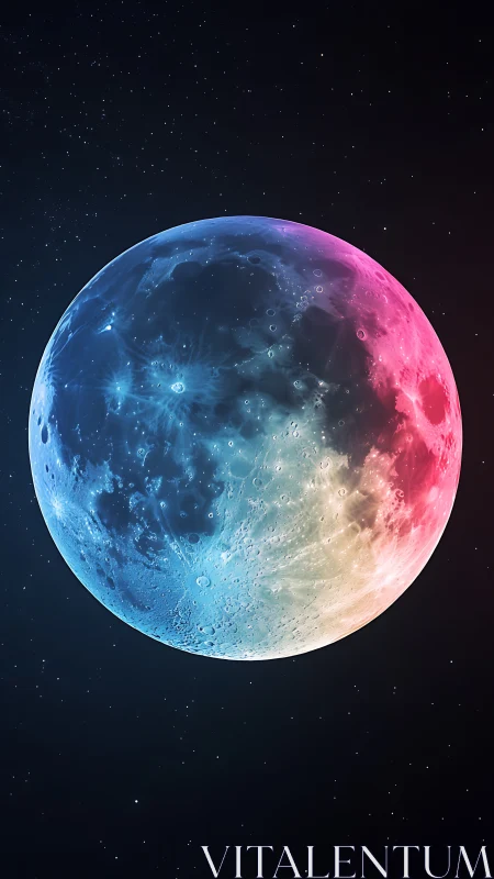 Chromatic lunar sphere rendered with tri-tone spectral lighting