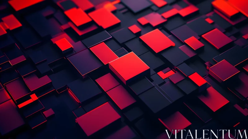 Futuristic abstract 3D red and black geometric squares background.