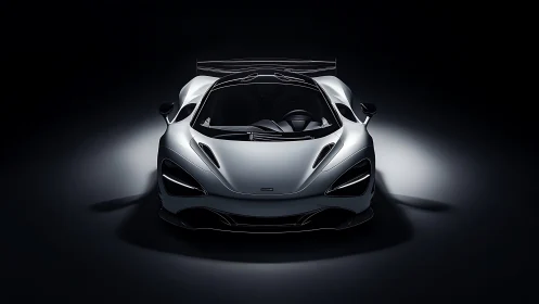 Top-down studio capture of silver aerodynamic hypercar silhouette.