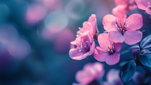 Luminescent Petals Dancing Through Twilight Mist.