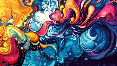 Curved multicolor swirls form continuous abstract digital field