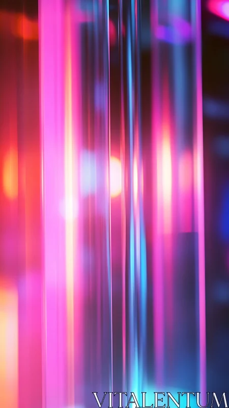 Vertical neon light streaks in pink, blue and purple.