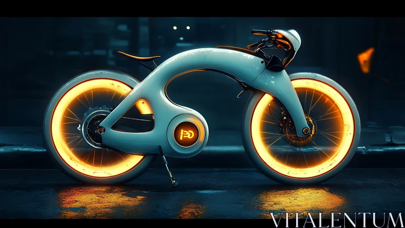 Illuminated Motorcycle with Glowing Wheel Rims.