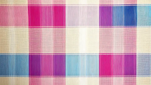 Color-blocked pastel plaid grid with woven texture pattern.