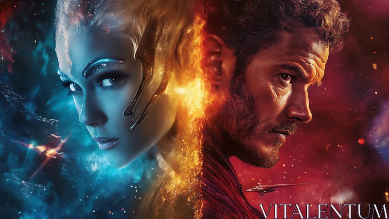 Starlit opposites sharing one blazing cosmic horizon.