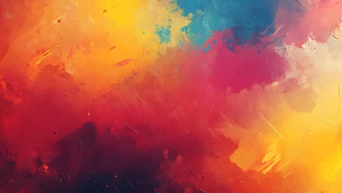 Vivid Abstract Painting with Bold Colors and Expressive Brushstrokes.