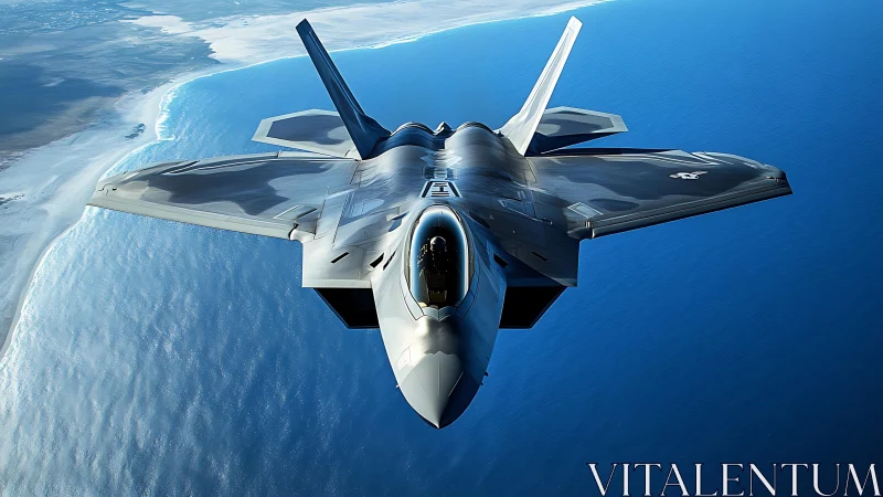 Stealth fighter jet rendered in high-contrast photorealistic detail
