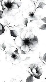 Delicate Black and White Floral Study with Botanical Elegance