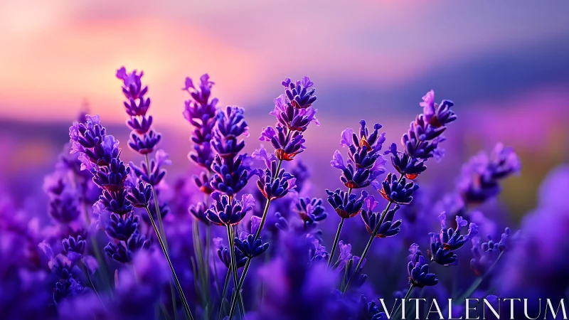 Lavender Field at Golden Hour: Macro Depth of Field Study