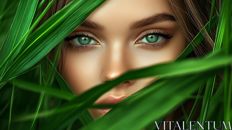 Emerald eyes whisper quietly from a secret jungle veil