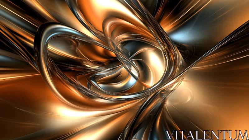 Metallic Abstract Swirl in Warm Bronze and Silver Tones.