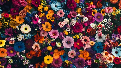 Vibrant Floral Arrangement Against Dark Background.