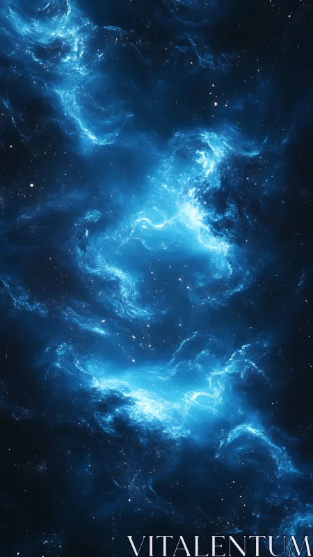 Blue nebula clouds dispersed across deep space field.