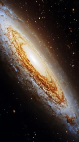 Edge-on spiral galaxy rendered with high-resolution detail